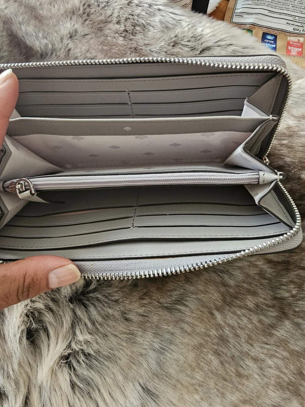 kate spade Beige Zip Around Saffiano Wallet